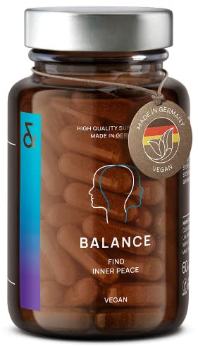 N°5 Balance Mood - Herbal Stress Relief & Anxiety Relief - Ashwagandha + Saffron + Siberian Ginseng + Lemon Balm + Rhodiola - Mood Enhancer Calms - 60 Capsules - Vegan Supplement