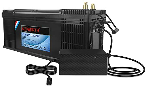 KEPWORTH Bateria Litio 24V 100Ah Bateria Lifepo4 con 100A BMS y 4000-15000 Ciclos, Protección Contra Bajas Temperaturas, para Autocaravana, Sistema Placa Solar, Barco, Hogar, Camping