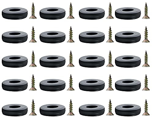 ANTHYTA 20 Stücke Teflongleiter zum Schrauben Teppichgleiter Ø 25 mm Furniture Glides Rund Stuhlgleiter Möbelgleiter Teflon Schrauben Festschrauben Gummigleiter Gleiter für Möbel Stühle Tisch