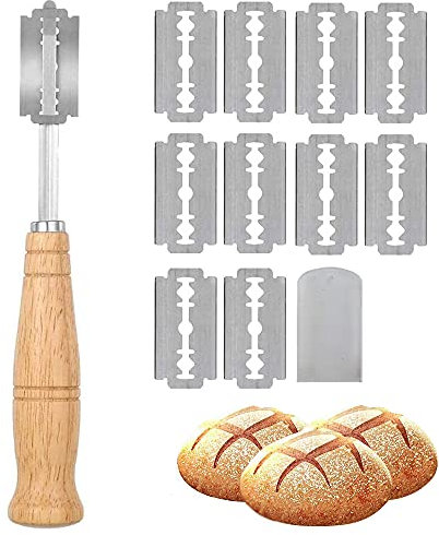 CENRONG Bäckermesser，Baguettemesser Teigmesser Brot bäcker cutter mit 10 Rasierklinge Ritzmesser zum einschneiden von baguette，für DIY Brotteig Muster