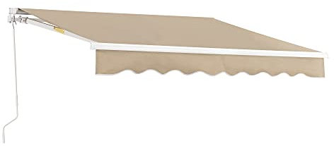 [en.casa] Tenda da Sole a Muro con Bracci Estensibili e Manovella 250 x 200 cm (LxP) Tettuccio Parasole con Protezione Raggi UV - Beige