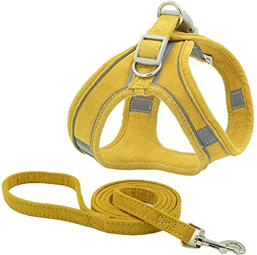 Dog Harness and Leash Set Dog Chest Strap Pet Vest Harness with Handle Adjustable Reflective Dog Harness for Small Dog Medium Dog Cat Yellow L