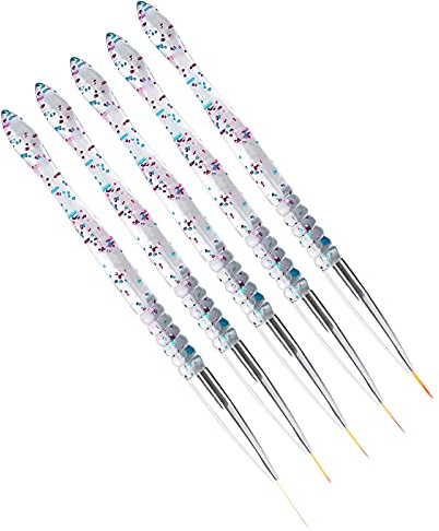 SAVITA 5pcs 7/9/11/15/20mm Ensemble de Pinceaux à Ongles, on Acrylique Cristal Pinceau Doublure Nail Art Tête de Brosse en Nylon Outils à Ongles pour la Conception DIY