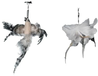 BEAUTYBIGBANG 2 Stück Interaktive Katzenspielzeug Federkopf Ersatz Set mit Federn, Federspielzeug Katzenangel Katzen Spielzeug katzenangel Saugnapf Handheld Spielzeug für Katze