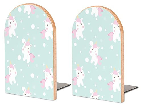 Packung Mit 2 Buchstützen Rosa Süßes Pferd Rutschfester Bücherständer Aus Holz Bücherregal Bücherhalter Für Home Desk Office Library