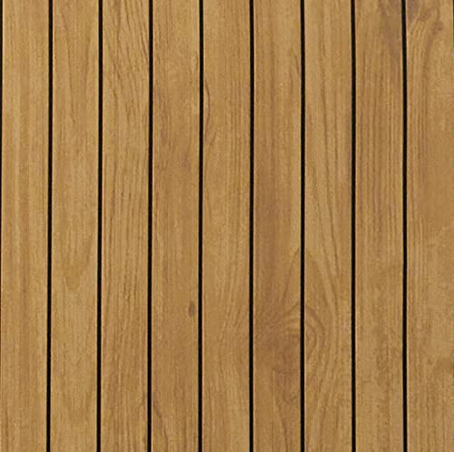 Hydro-Turf EVA Foam Boat decking Laser Etched Woodgrain Sheets with self-Adhesive (Toffee on Black) 41x86 inches