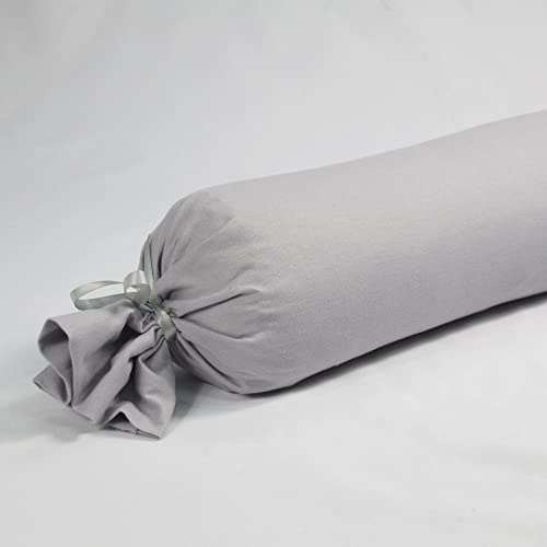 fränkische Schlaf-Manufaktur Nackenrolle, Knierolle, Yogarolle mit Bio Dinkelspelz und 100% Baumwolle Bezug Farbe Silber