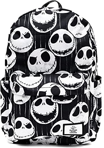 Wondapop Disney Nightmare Before Christmas Jack Skellington 43 cm full storlek nylon ryggsäck väska, Svart, 17'', Traditionella ryggsäckar