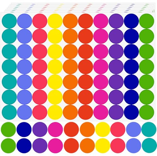 20mm Coloured Dot Stickers, Adhesive Circle Stickers 1400 PCS Round Labels Colour Sticky Dots for Calendar, Spot Sticker Craft, Event Activity Schools Coding DIY Crafts Gift