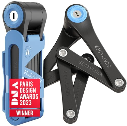 Seatylock FoldyLock - Mini lucchetto pieghevole per bicicletta, leggero e brevettato, antifurto con chiave, per scooter elettrico e bici da città, 74,9 cm