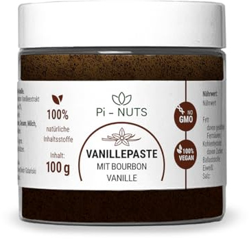 Pi-nuts Vanille Paste -aus Bourbon-Vanillebohnen und Vanilla Extract - Intensives Vanille Aroma - Glutenfrei, keine Konservierungsstoffe - Zum Backen und Desserts - 100 g