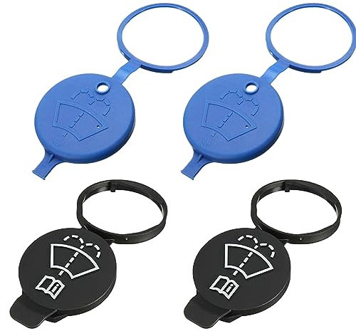 4 Piezas Tapón de Depósito, Tapa Tanque Limpiaparabrisas, para Depósitos de Limpiaparabrisas, Negro y Azul