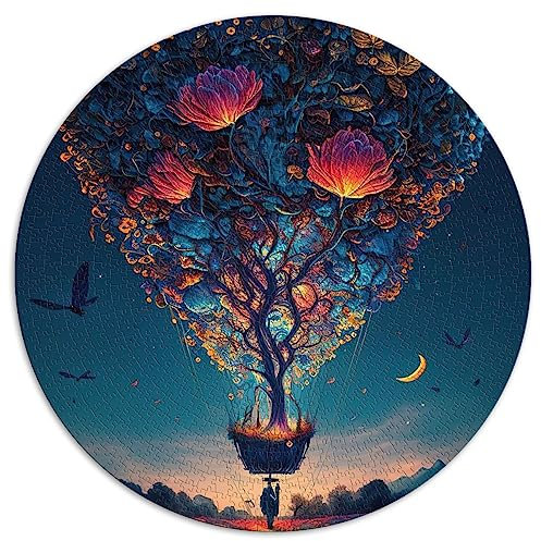 1000 Teile rundes Puzzle, Ballon im Weltraum, kreatives rundes Puzzle für Erwachsene, Geschenke, Papppuzzle, Lernspiel, Größe: 67,5 x 67,5