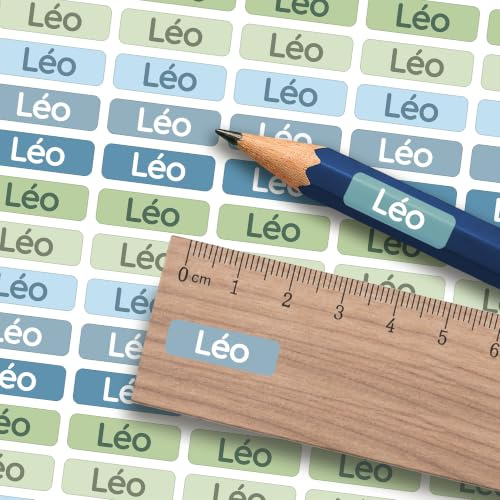 melu kids® Mini Namensaufkleber Kinder Schule & Stifte (165 Stk. Aqua) | Personalisierte & Spülmaschinenfeste Namensetiketten, Aufkleber zum Beschriften von Schulsachen (20 × 7 mm)