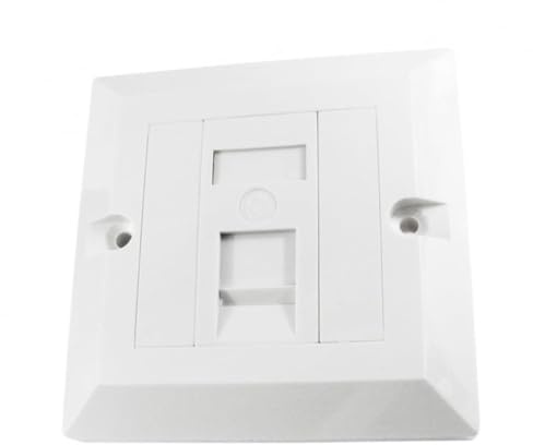 RJ45 Wall Plate Socket Faceplate, 1 Port, White | Ethernet Cat5e, Compatible with CAT6/CAT5E/CAT7/CAT8 Network Cable, Keystone Jack Modular, UK Spec