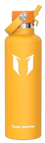 Sparrow Trinkflasche Edelstahl 500ml/750ml/1L/1.2L Thermosflasche Strohhalm | Wasserflasche, Thermoskanne, Thermobecher, FlipFlow, Auslaufsicher, Isolierte, BPA-Frei, Spülmaschinenfest, Sport, Fitness