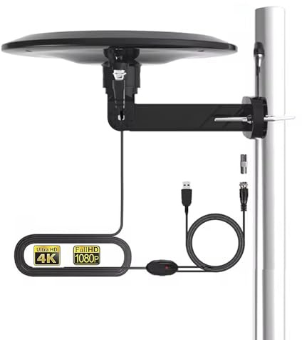 GAINFI Antena de TV digital omnidireccional para TV inteligente de largo alcance, la mejor antena de TV HD 4K transparente para ático, caravana, amplificador, cable coaxial de 32 pies
