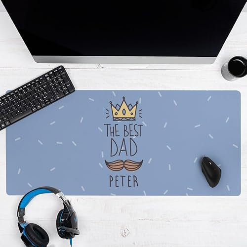 Wanapix | Vatertag Mauspad personalisiert | XXL Mousepad mit Foto | Schreibtischunterlage | Desk mat | Vatertagsgeschenk für Papa | rutschfeste Gummibasis | 90 x 40cm | Best Dad