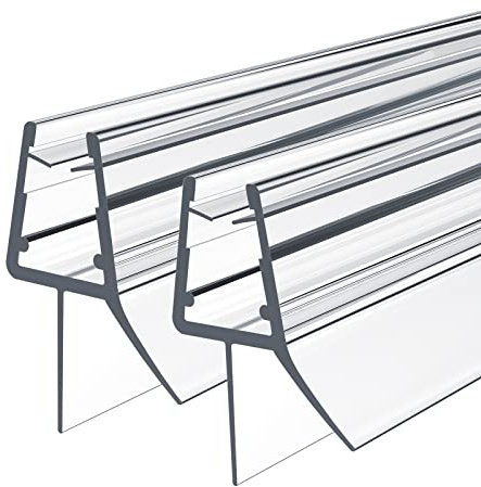 Heilmetz Joint de douche 100cm Parfait pour les portes de douche en verre de 7-8mm joint bas de porte de douche en PVC hydrofuge, installation facile Joints de cabine de douche 2 pièces（Type C）