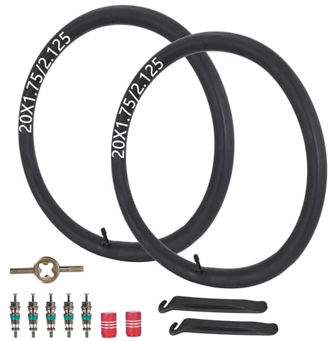 20x1,75/2,125 Fahrradschlauch,20 Fahrradschlauch AV32mm Schrader-Ventil | Kompatibel mit 20 x 1,50, 20 x 1,60, 20 x 1,70 und 20 x 1,75 Fahrradreifen,20Fahrradschlauch inklusive Reifenhebern 2er Pack