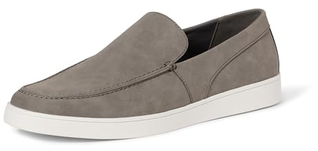Amazon Essentials Men's Casual Slip-on Loafer Sneakers, Grey Faux Suede, 12