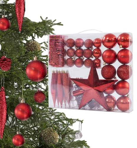 Weihnachtsbaumschmuck, Tannenzapfen-Ornament-Set, Weihnachtskugel-Ornamente, bruchsichere Weihnachtsbaum-Anhänger, 50 Stück, dekorative Kugel-Aufhänger