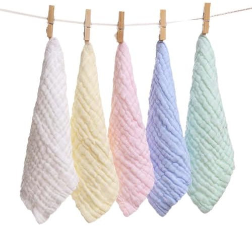 EnixwH 5 Stück Spucktücher Baby, 25x50cm Mulltücher Baby, Spucktuch Atmungsaktive und Mullwindeln Spucktücher Wickeltücher für Kleinkinder, Stoffwindeln für Neugeborene Jungen und Mädchen