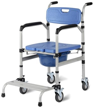 Toilettenrollstuhl Höhenverstellbar,Toilettenstuhl Für Senioren Mit Rollen,Nachtstuhl Für Senioren,Duschstuhl Mit Rollen Für Behinderte,Toilettenstuhl Fahrbar With Arms Und Rückenlehne C