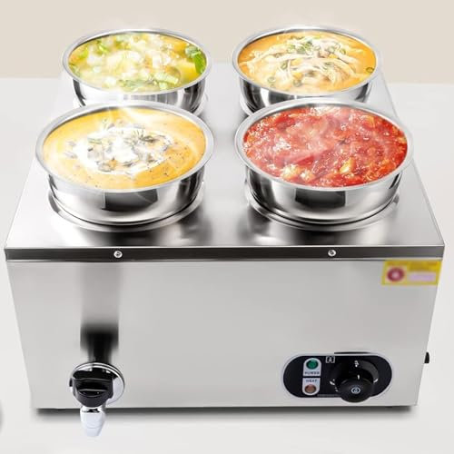 DDZJTPP Scaldavivande Elettrico Commerciale 1500w,in Acciaio Inox Bagnomaria,Scaldavivande a Buffet,Tavolo a Vapore,Temperatura Regolabile 50 a 85℃,per Catering E Ristoranti,Mense Alberghiere,7L