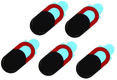 PHENOFICE 5pcs Computer Phone Webcam Cover Privacy Sticker Laptop Camera Protector for Professionals, Black Red Privacy Covers Compatible with Desktop, Tablet, and Mobile Devices