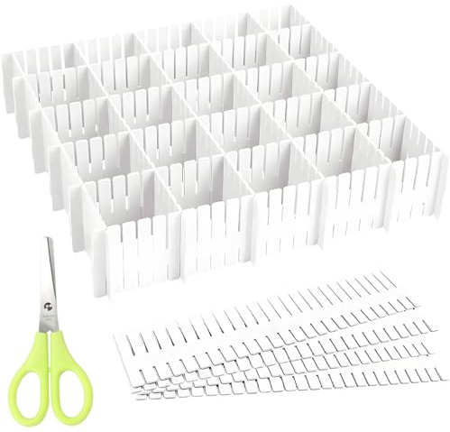 lbxtswpl Schubladentrenner, 16 Stück Schubladen Organizer, Schubladentrenner Verstellbar, Schubladenteiler für Unterwäsche Socken Kosmetik Schlafzimmer Büro(Weiß)