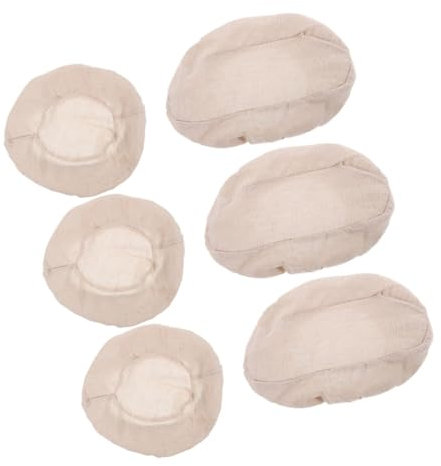 OFFSCH 6pcs Bread Basket Cloth Liner Set, Reusable Baking Cloth Cover for Round 25x8cm and Oval 30x14x8cm Proofing Baskets, Cotton Bread Banneton Liner for Sourdough Baking and Dough Rising