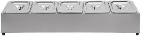 OZLCUA Jam Jars Stainless Steel Spice Rack Organizer Stand with Five 1/6 Pans Countertop Inclined Holder for Seasoning Sauce Jam Storage Preserve Pots
