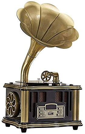 Record Player, Music Box Phonograph Turntable Wireless Speaker, with, FM Radio, Port for Flash Drive, Gramophone