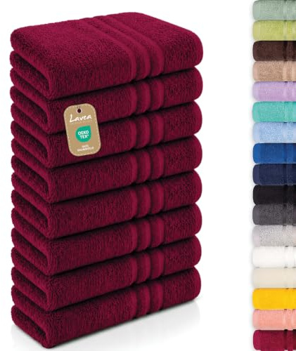 Lavea® 8er Set Handtücher 50x100 cm - Bordeaux | Elena Frottiererie, 100% Baumwolle, Saugstark & Weich, Handtücher Set, Waschbar, Gäste Handtücher, Frottierhandtuch