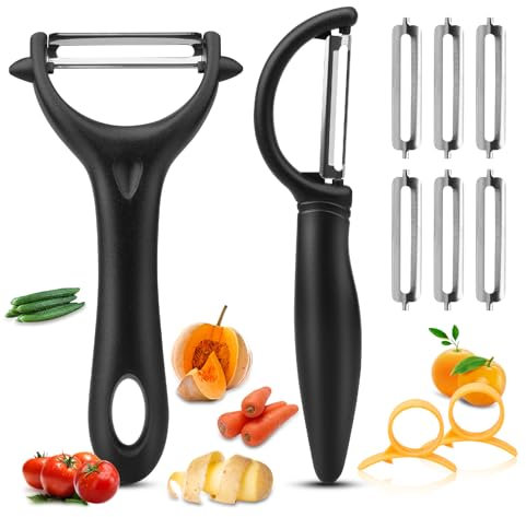 Bmliingchau Schäler Gemüseschäler Spargelschäler Kartoffelschäler Universalschäler Peeler Sparschäler Set- 2Pcs Schäler Set Premium Edelstahl Y & I-Förmiges Drehbares Gemüsemesser-Gemüse und Obst