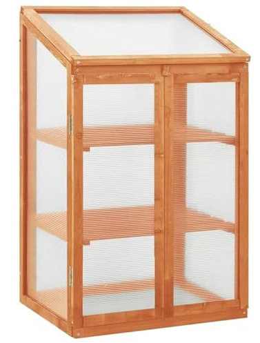 DIGIPLASTICS Invernadero con armario de madera de abeto con 2 puertas abatibles y cubierta de policarbonato. Dimensiones: 600 x 450 x 850/1000 mm