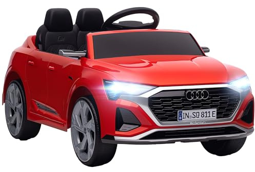 AIYAPLAY Coche Eléctrico para Niños Audi Q8 Etron Sportback 12V Rojo | +3 Años, Carro Eléctrico Infantil, Mando a Distancia, Ruedas con Suspensión de Muelles, Faros, Bocina y Música