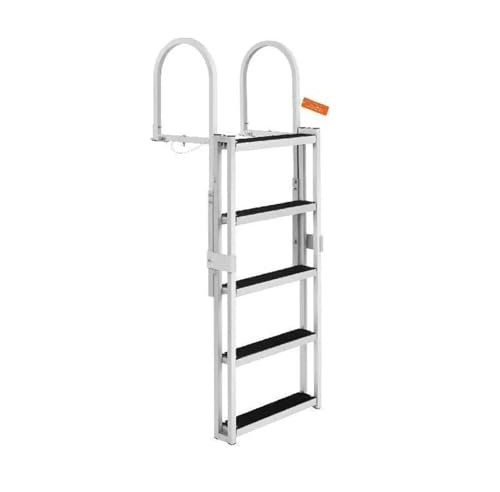 VNSMM Pool Cover 4/5 Steps Retractable Dock Ladder 350Lbs Adjustable Total Height Swim Ladder With Rubber Mat Swimming Pools(5 Steps)