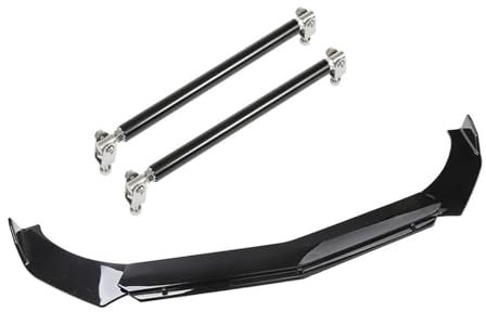 Front Spoiler Lippe Für Schrägheck-Limousine Universeller Frontstoßstangen-Lippenspoiler Karosserieschutz Verlängerung Dekoration Stützstangen Hält Bupmer Stabil(Gloss Black Set)