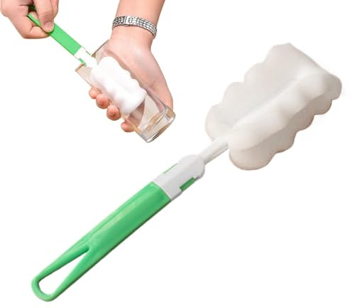 De Limpieza con Esponja - Limpiador De Botellas, De, Mango Ergonómico | Largo con Esponja Suave, Multifuncional para Biberones, Vasos De Agua, Termos