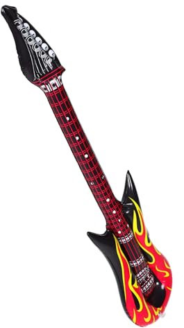 TOBBOMEY 2stücke Aufblasbare Gitarre Realistische Musikspielzeuge Für Junge Mädchen Party-dekorationen Tragbare Luftgitarren Für Feste Und Musikalischen Spaß Flammen-gitarren