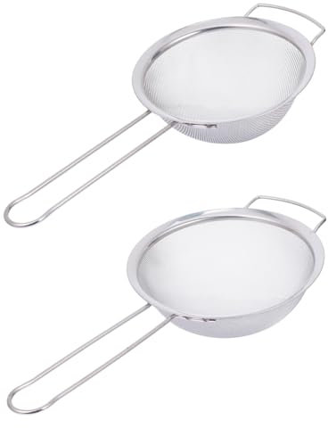 BEBEMOKO 2pezzi Setaccio Acciaio Inossidabile Per Farina Di Rete Fine Per Filtrare Farina Zucchero Velo e Altri Ingredienti Cucina Utensile Essenziale Per e Ristorazione
