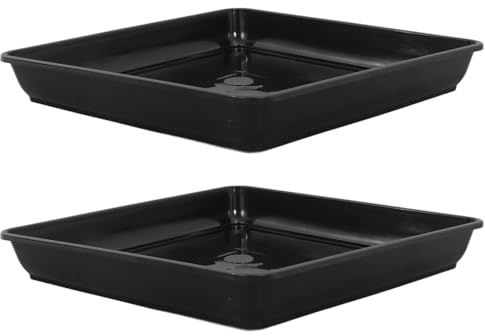 BESPORTBLE Lot de 2 soucoupes carrées en plastique pour pot de fleurs - 41 x 41 x 5,50 cm