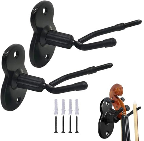 Zuasdvnk Supporto da parete per viola, 2 supporti per violino con archetto, salvaspazio, per casa, studio, sala musica