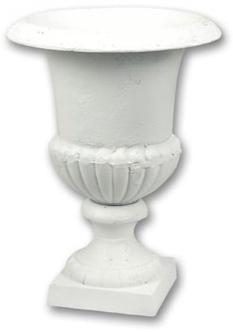Amphore Blumentopf Weiß H 43 cm aus Gusseisen - Gartendeko Deko Vase Pflanzentopf im Barockstil
