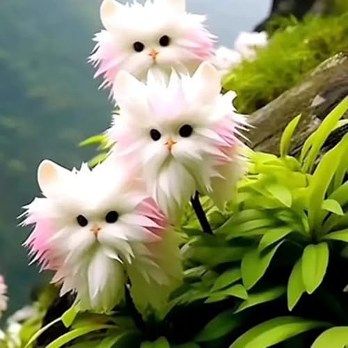 Cat Face Orchidees Samen Seltene Orchidee Mehrjährige Blumen Samens Nicht-Gvo Duft Orchidee Samen Anziehen Kolibriden Schmetterlinge für Innenbalkon Garten im Freien D 200 pezzi