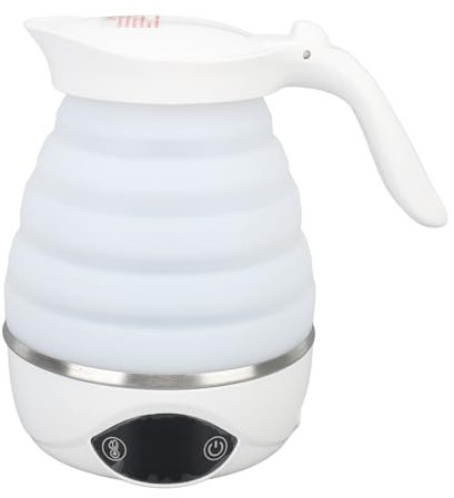 aqxreight Bollitore Elettrico Pieghevole da Viaggio Collapdibile Bollitore Portatile Caldaia D'acqua Elettrica con Controllo della Temperatura e Chiusura (Spina europea)