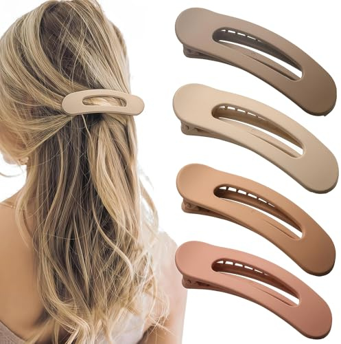 AuraFusion Haarklammer Flach – 4er Set Mattierte Flache Haarklammern für Frauen, Starker Halt, rutschfest, Vielseitig für Dickes und Dünnes Haar