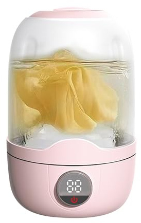 Small Washing Machine, kompakt tvättmaskin, 2 000 mAh uppladdningsbar tvättkopp, tyst låg kraftdesign, lätt och lätt att använda, perfekt för strumpor, towels, bra, resor, vit/rosa